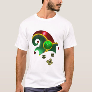 CAMISETA RUA: ELF HAT DO DIA DE PATRICK COM SHAMROCKS