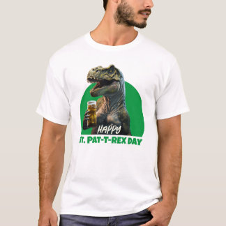 Camiseta Rua Engraçada. Celebração Pat-T-Rex Beer-Loving Di