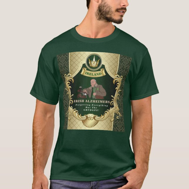 Camiseta Rua Engraçada de Alzheimer Irlandesa. Camisa-T de  (Frente)