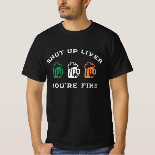 Camiseta Rua engraçada, dia do Patrick, cala-te, fígado, es