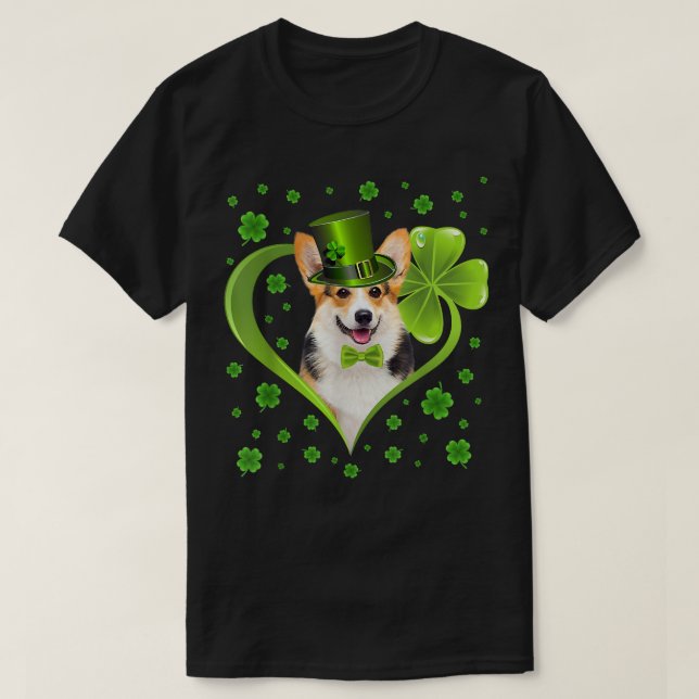 Camiseta Rua Engraçado De Cachorro De Shamrock  (Frente do Design)