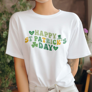Camiseta Rua Feliz de Clover Sortudo. Dia de Patrick