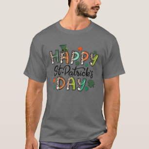 Camiseta Rua Feliz de Leopard. O Dia de Patrick Leprechaun 