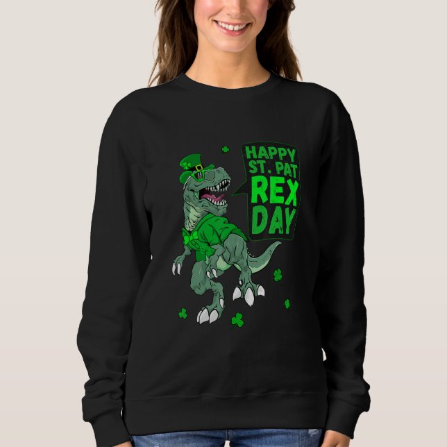 Camiseta Rua Feliz São Patricks Pat Rex Day T Rex Dinossaur (Frente)