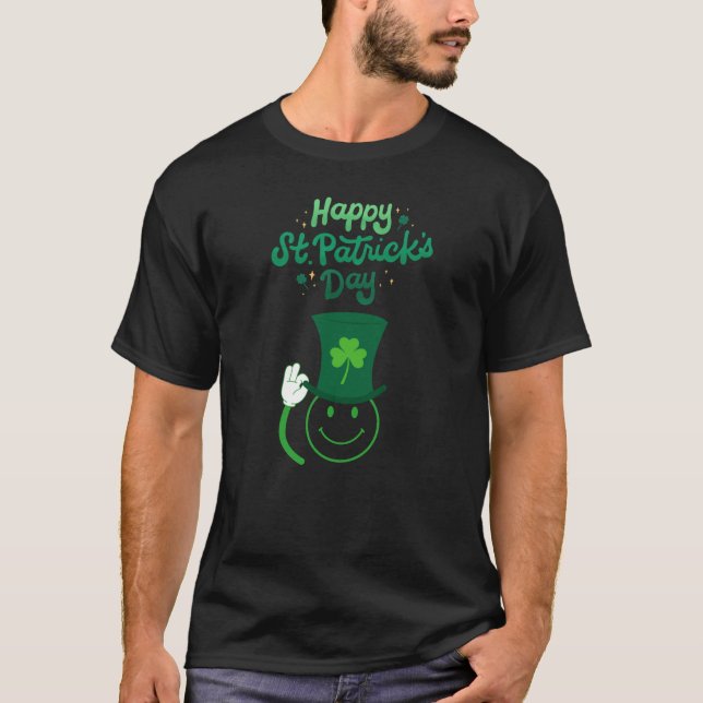 Camiseta Rua Feliz, Smiley face do Dia de Patrick (Frente)