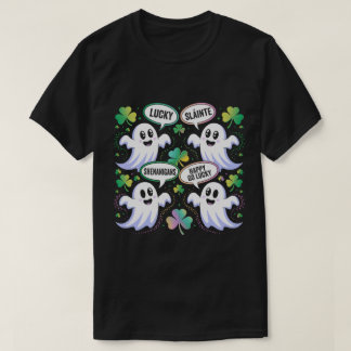 Camiseta Rua. Ghost Rainbow Ghost Shamrock do dia de Patric