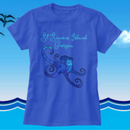 Camiseta Rua: Ilha Simons Georgia Blue Octopus