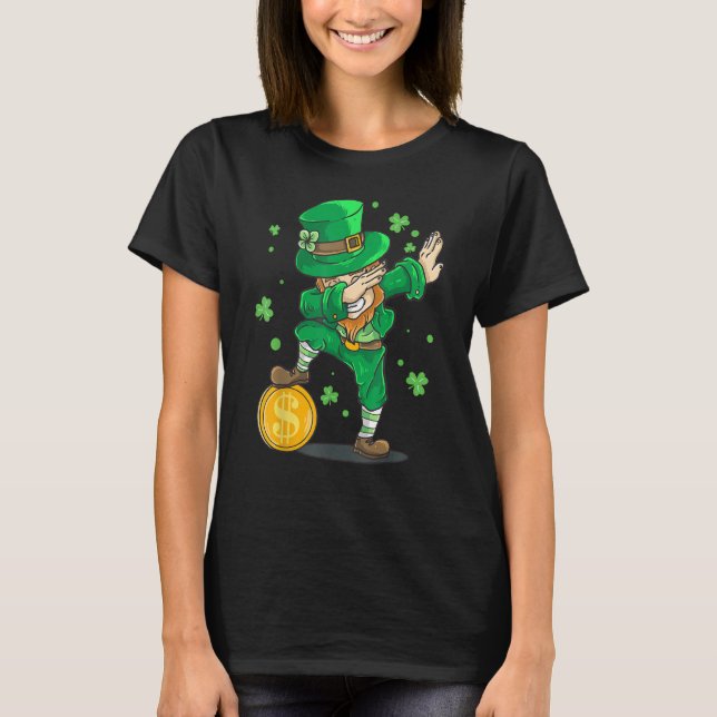 Camiseta Rua Irlandesa Patrick Day Dabbing Leprechaun Kid T (Frente)