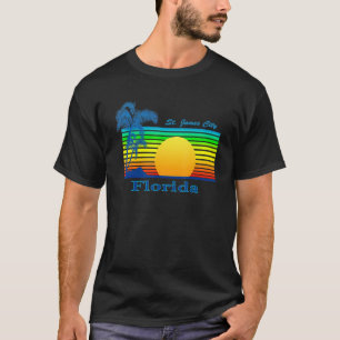 Camiseta Rua James City Florida Retro Tropical Beach Sunset
