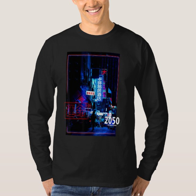 Camiseta Rua Japão Futurística Cyberpunk Lofi (Frente)