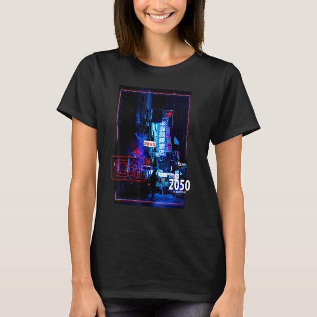 Camiseta Rua Japão Futurística Cyberpunk Lofi (Frente)
