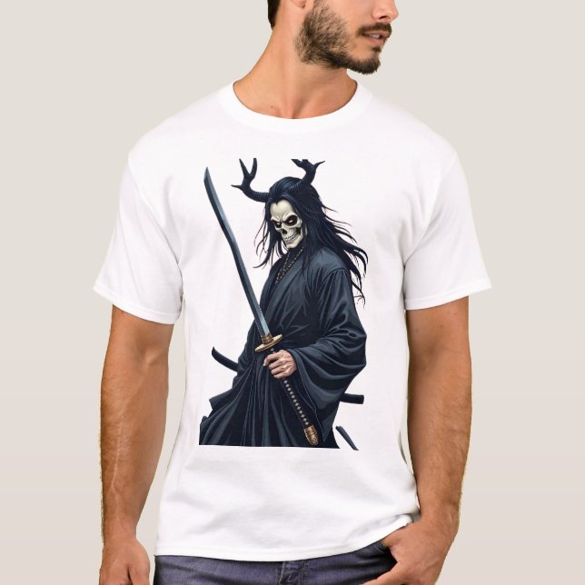 Camiseta rua japonesa estilo de arte escura, hal (Frente)