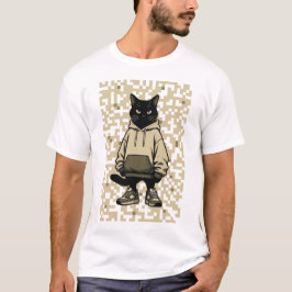 Camiseta Rua Legal Roupa de Rua Gato Preto com Capuz: Urb P