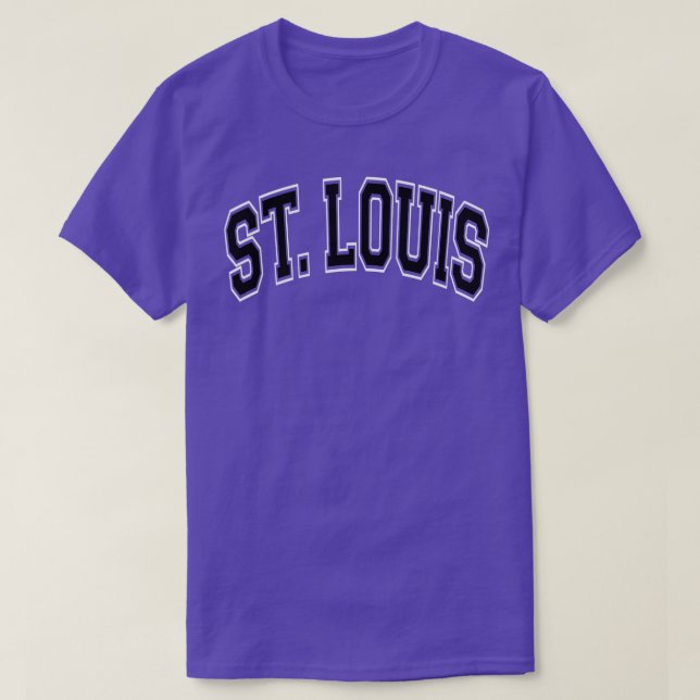 Camiseta Rua Louis Missouri Estilo Varsity Vermelho com Tex (Frente do Design)