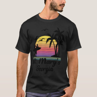 Camiseta Rua. Mary'S Georgia Seaside Retro Sunset