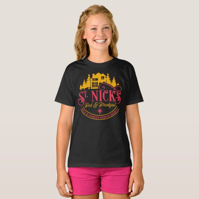 Camiseta RUA-NICKS BED & BREAKFAST - natal engraçado (Frente Completa)