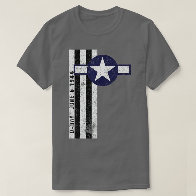 Camiseta Rua Normandia Invasão Stripes Air Corps (Frente do Design)