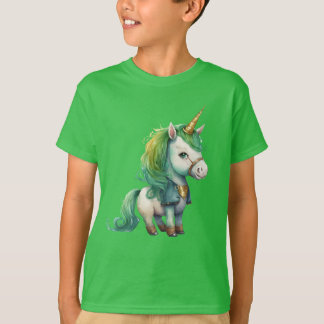 Camiseta Rua. O dia de Patrick Engraçado Unicórnio Irlandês