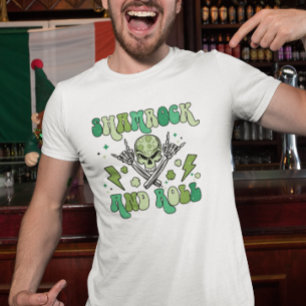 Camiseta Rua, o dia de Patrick Shamrock Rock Roll Clover