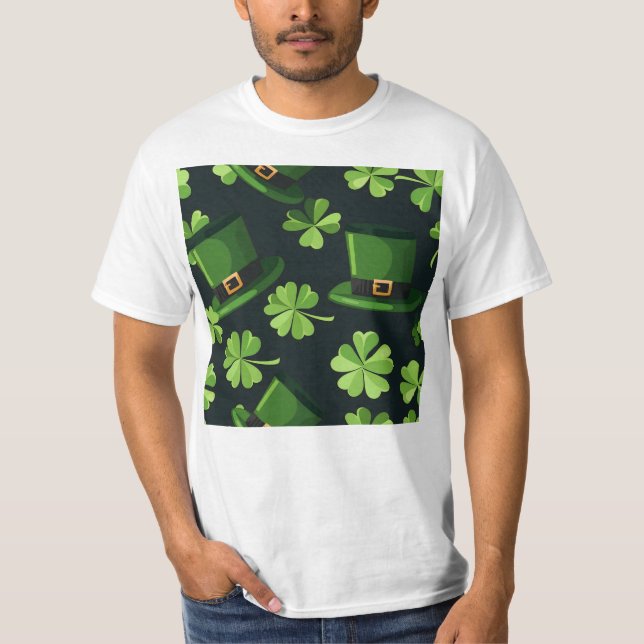 Camiseta Rua, o padrão de chapéus de Leprechaun do dia de P (Frente)