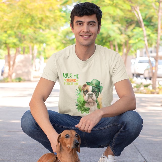Camiseta Rua Patrick Boxer Dog Beije-me Não me aperte (Criador carregado)