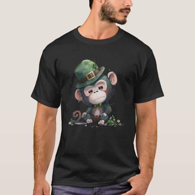 Camiseta Rua Patrick Day Leprechaun Irish Gorilla Shamrock (Frente)