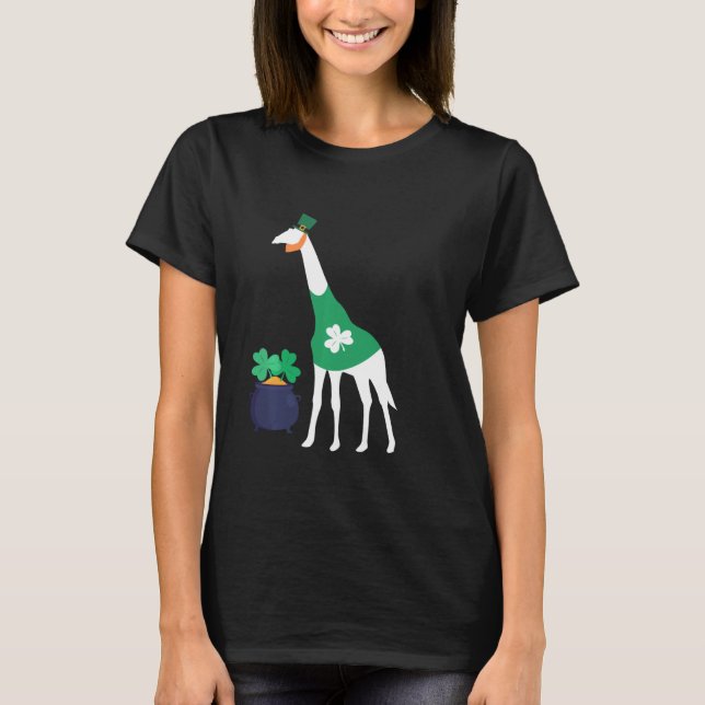Camiseta Rua Patrick S Day Giraffe Cute Zoo Animal (Frente)