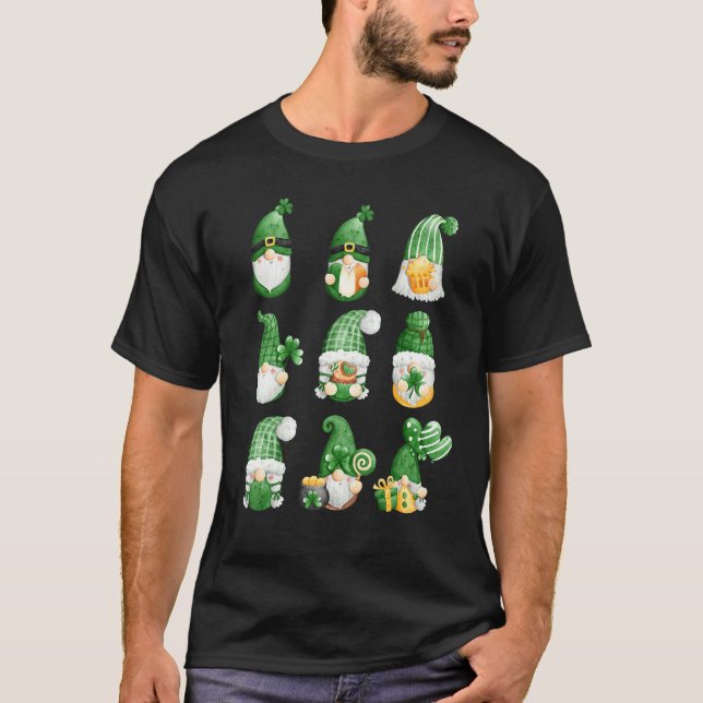 Camiseta Rua Patrick S Day Shamrock Gnome Cute Collection L (Frente)