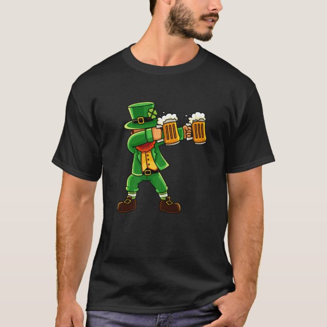Camiseta Rua Patrick's Day Dabbing Leprechaun Irish Gnomo B (Frente)