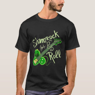 Camiseta Rua Pats Day Irish Shamrock Rolver Guitar Musi