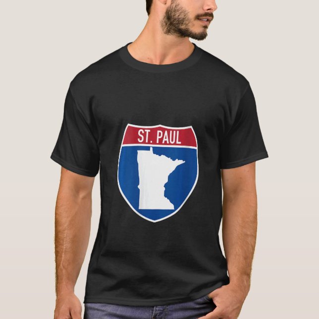 Camiseta Rua. Paul Minnesota Map Highway Interstate Sign So (Frente)