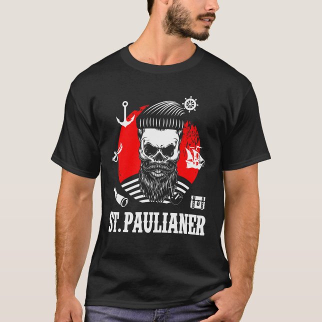 Camiseta Rua Pauli Hamburg Skull Paulian Santo Pauli (Frente)
