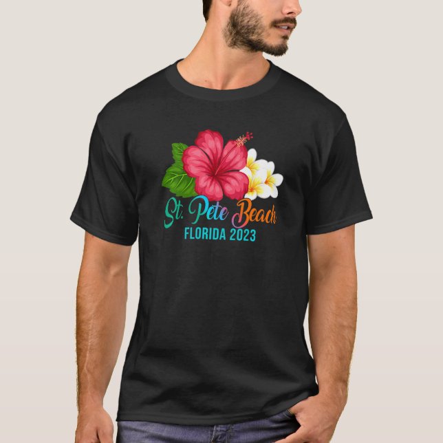 Camiseta Rua Pete Beach Vacation Florida Tropical Hibiscus  (Frente)