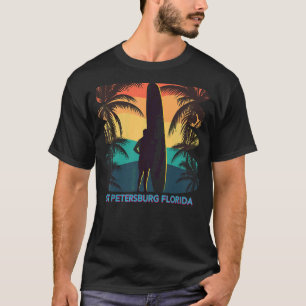 Camiseta Rua Petersburg Flórida Fl Palm Tree Surfboard Surf