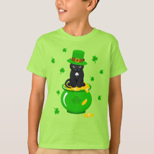 Camiseta Rua, Pote de Shamrock do Dia de Patrick de Gato Ne