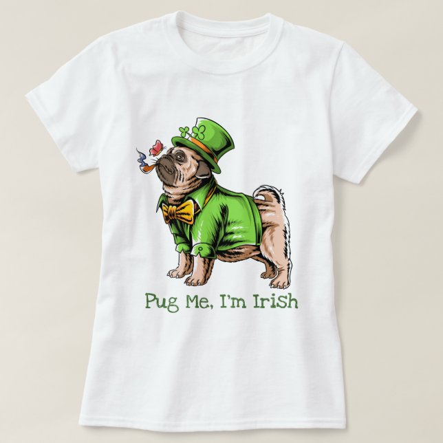 Camiseta Rua, Pug do Dia de Patrick (Frente do Design)