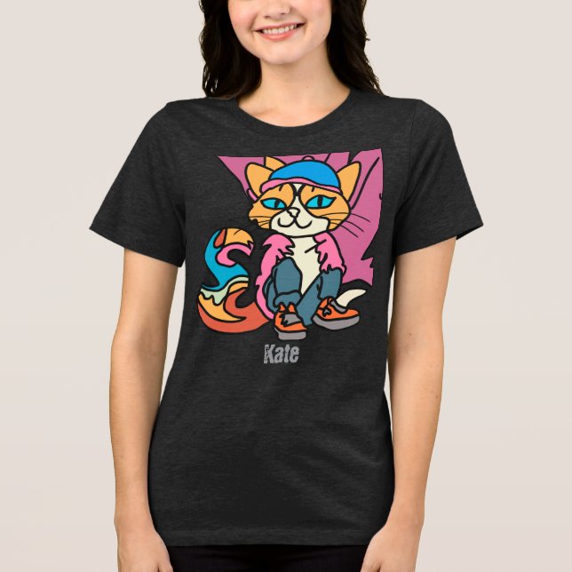 Camiseta Rua Retro Cat, Boné e tênis | Engraçado (Frente)