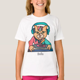 Camiseta Rua Retro Cat com Fones de ouvido | Engraçado