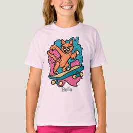 Camiseta Rua Retro Cat no skateboard | Engraçado