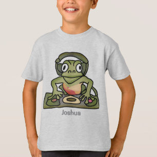 Camiseta Rua Retro Sapo com Fones de ouvido   Engraçado