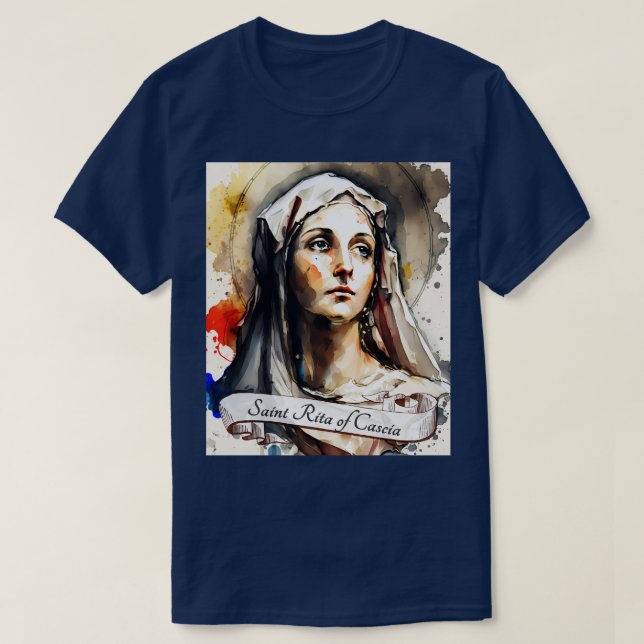 Camiseta Rua Rita da Igreja Católica de Cáscia Santos Relig (Frente do Design)