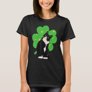 Camiseta Rua Santa Patrick Dia Tuxedo Cat Men Mulheres Cria