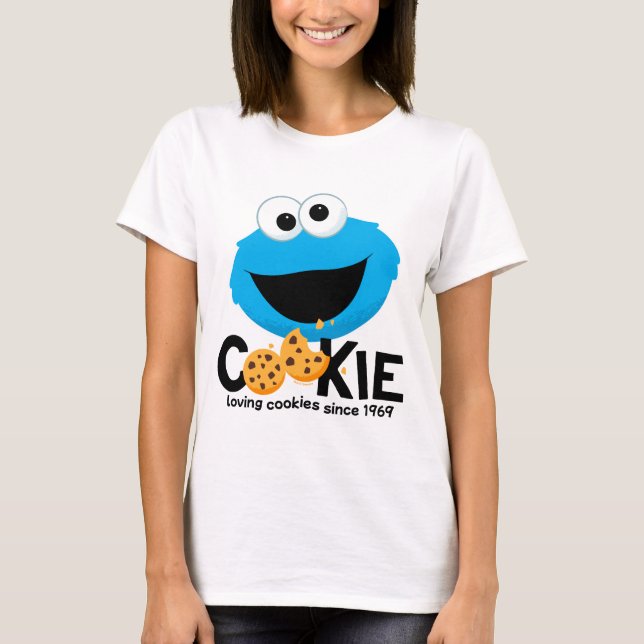 Camiseta Rua Sésamo | Cookie Monster Loving Cookies (Frente)