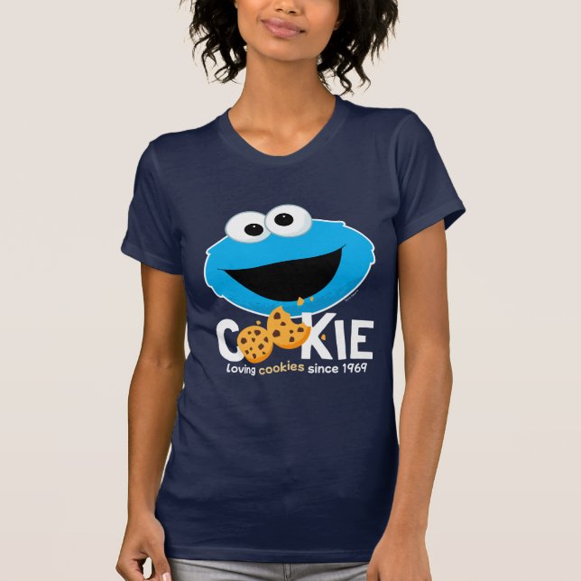Camiseta Rua Sésamo | Cookie Monster Loving Cookies (Frente)