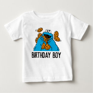 Camiseta Rua Sésamo Cookie Monster primeiro aniversario B