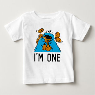 Camiseta Rua Sésamo Cookie Monster primeiro aniversario B