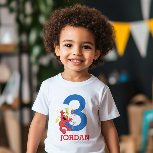 Camiseta Rua Sésamo   Elmo - aniversário de 3 anos Arco-íri