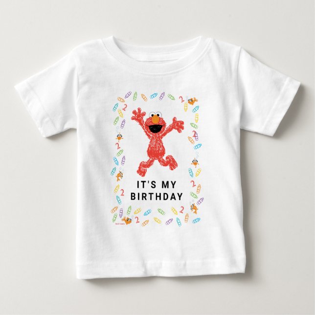 Camiseta Rua Sésamo Elmo | Aniversário do Lápis de Cor (Frente)