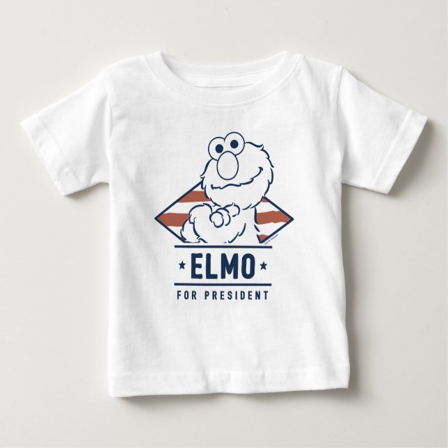 Camiseta Rua Sésamo | Elmo Antigo para Presidente (Frente)