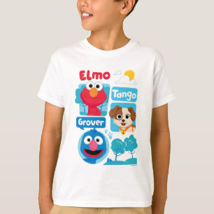 Camiseta Rua Sésamo Elmo, Tango e Grover Park Graphic